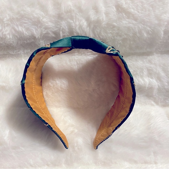 New Handmade NamJosh Headband Made in India in Emerald Green/Gold - Picture 9 of 9